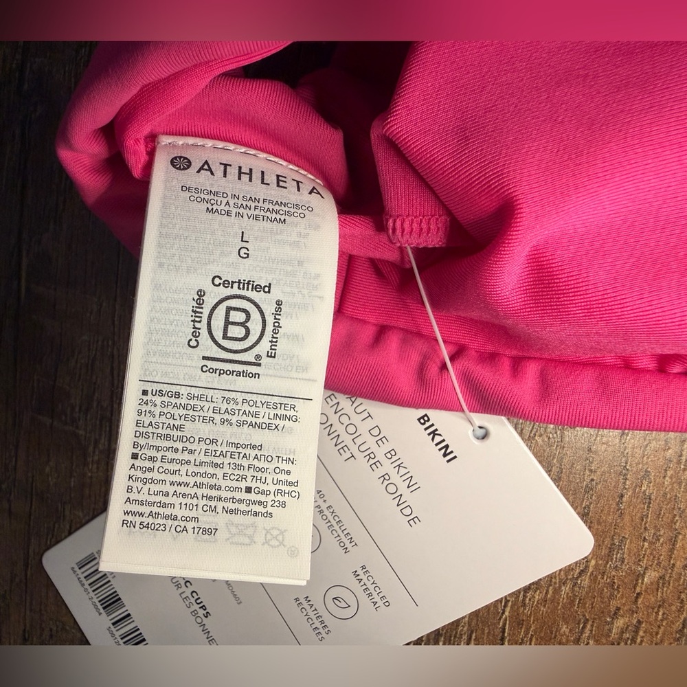 Athleta NWT SCOOP BIKINI SWIM TOP Hot Pink Sz L - Picture 5 of 5